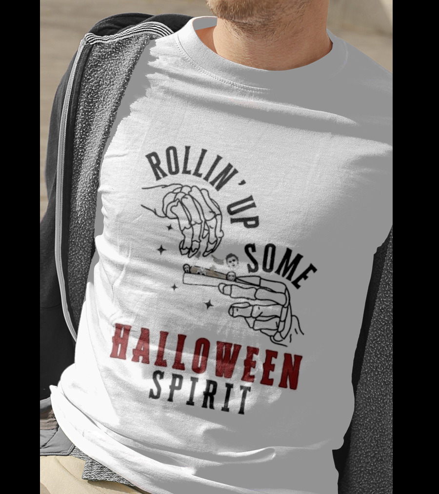 Rollin' Up Some Halloween Spirit Skeleton Hands Spooky Fun T-Shirt