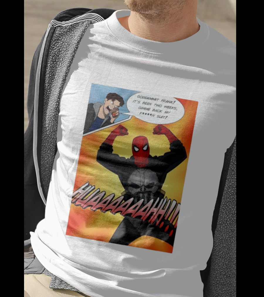 Spider Man And The Punisher Comic Goddammit Frank Huaaahhh Speech Bubble Scene T-Shirt