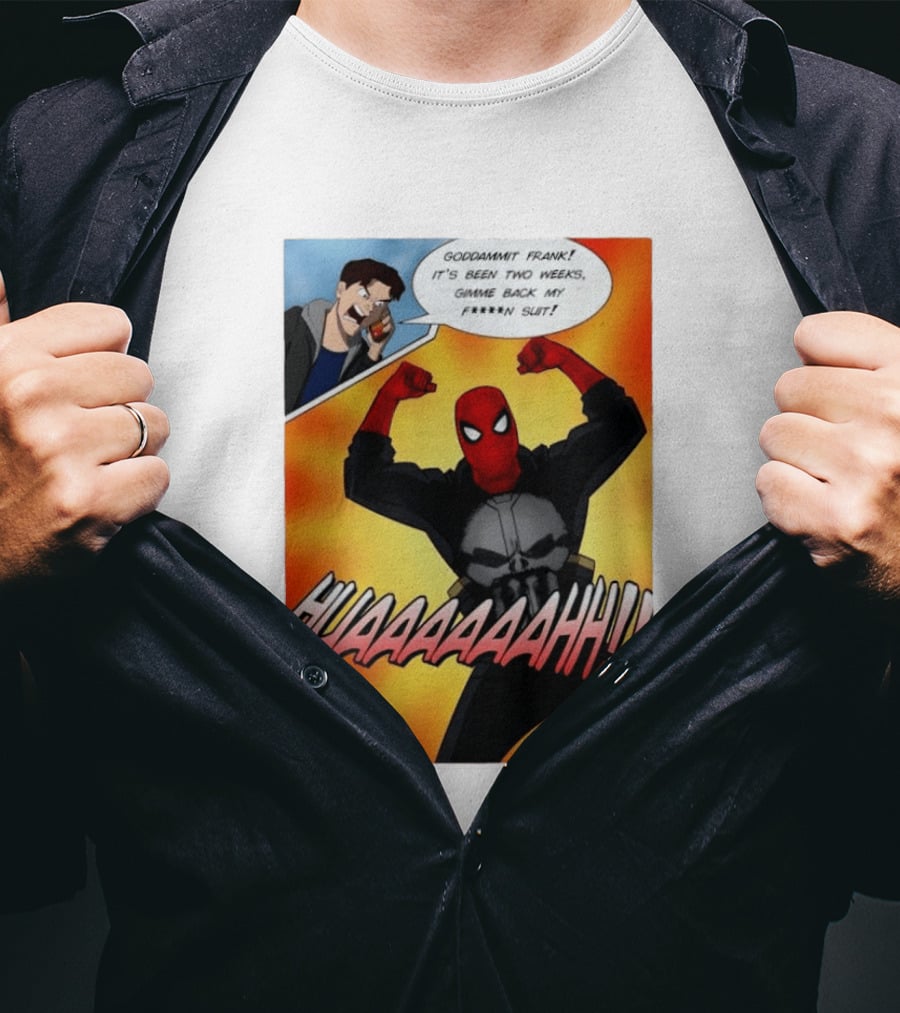 Spider Man And The Punisher Comic Goddammit Frank Huaaahhh Speech Bubble Scene T-Shirt