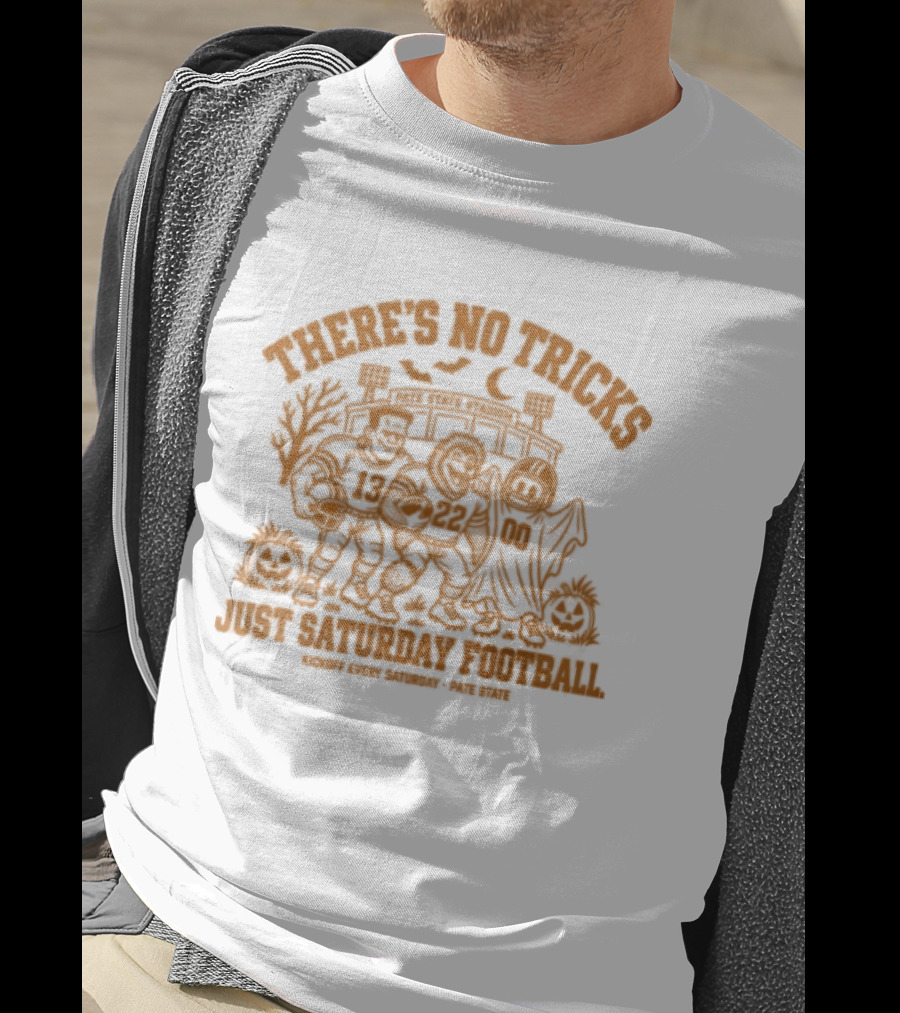There's No Tricks Just Saturday Football Kickoff Every Saturday Pate State Halloween Pumpkin T-Shirt