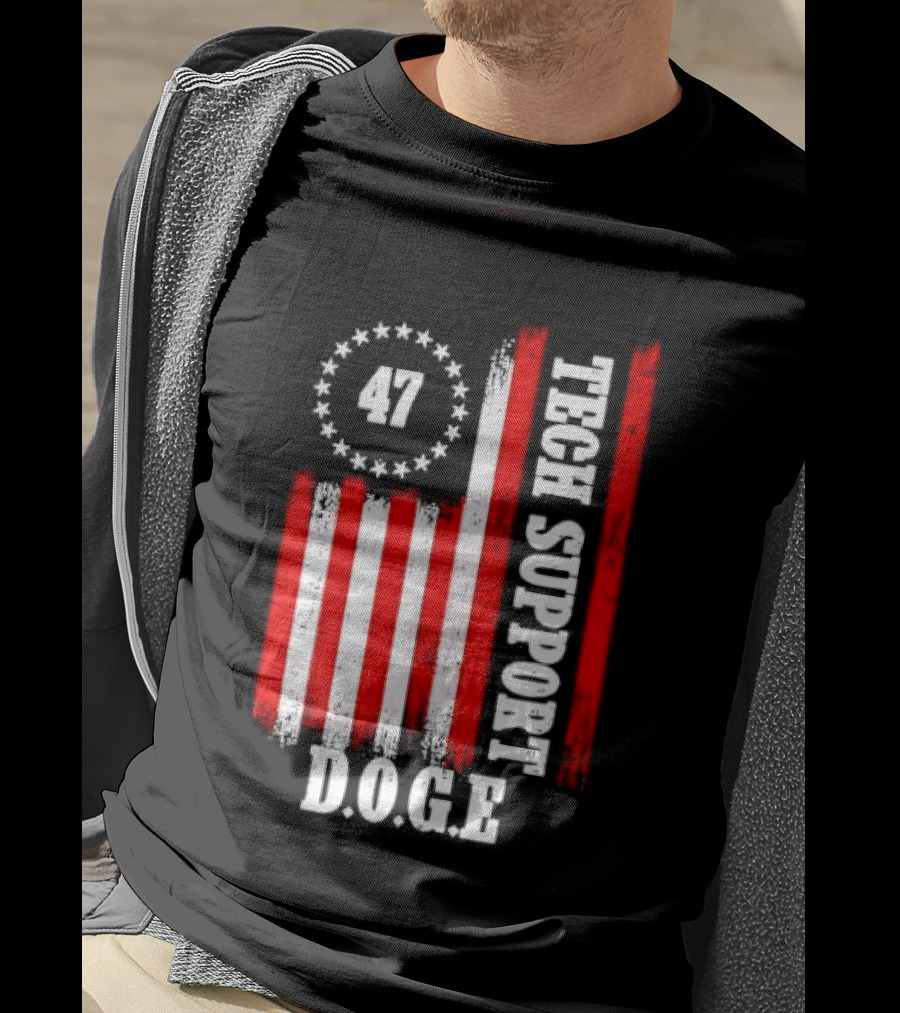47 D.O.G.E. Tech Support American Flag T-Shirt