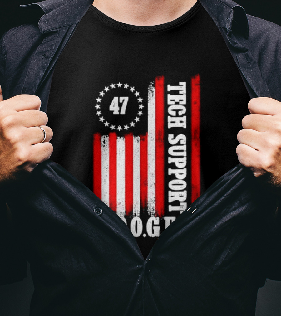 47 D.O.G.E. Tech Support American Flag T-Shirt