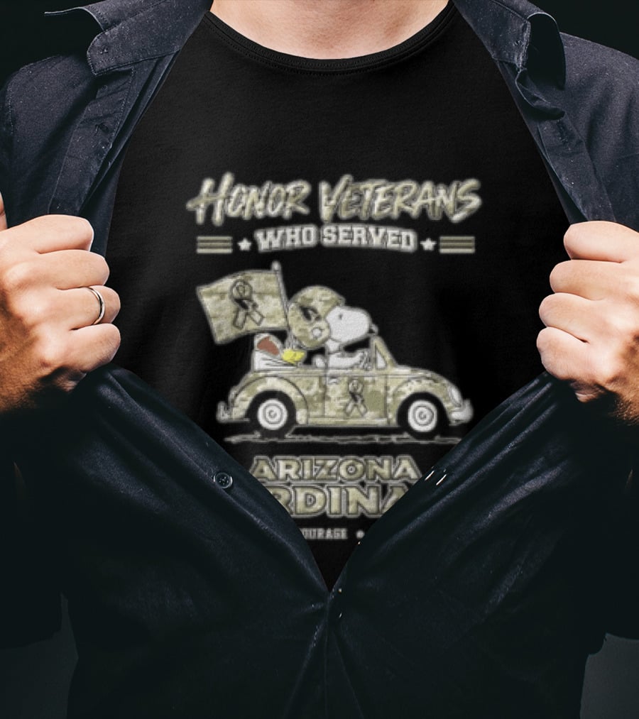 Honor Veterans Who Served Arizona Cardinals Snoopy Car Flag Salute Troops T-Shirt