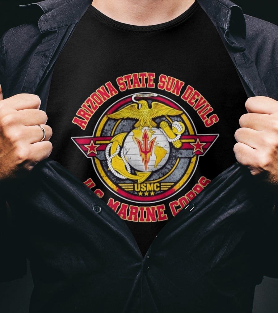 Arizona State Sun Devils U.S. Marine Corps USMC Semper Fidelis T-Shirt