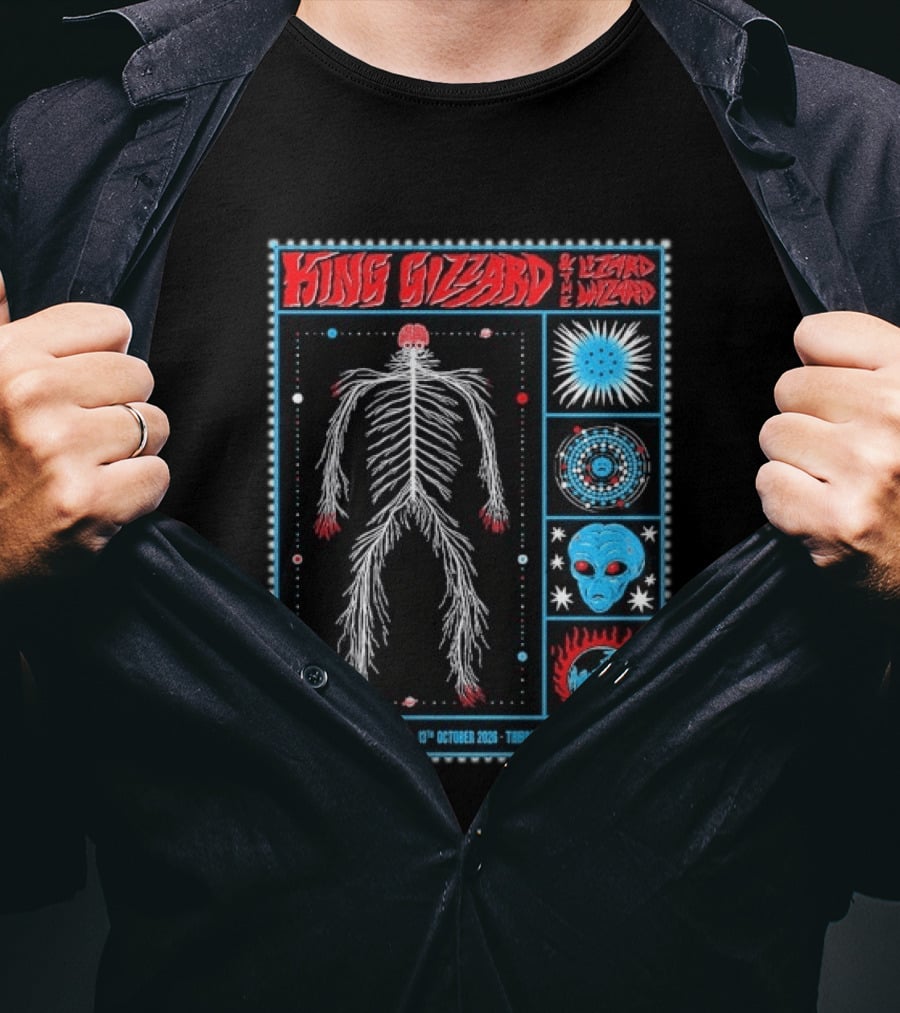 King Gizzard Thirroul NSW Anita's Theatre 13 October 2026 Skeleton Psychedelic T-Shirt