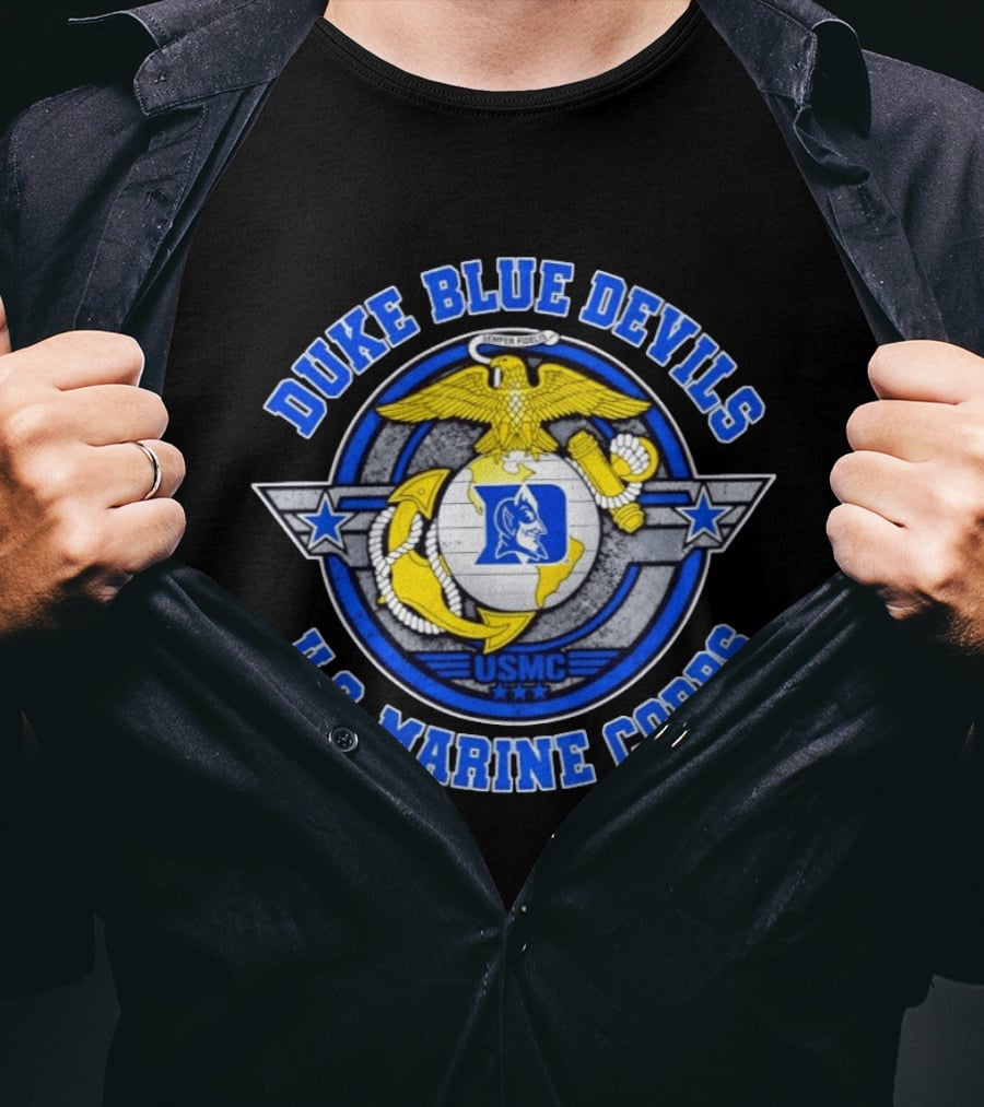 Duke Blue Devils US Marine Corps Semper Fidelis USMC Eagle Globe Anchor T-Shirt