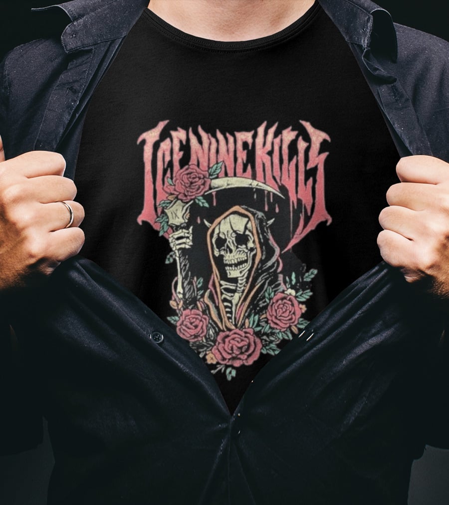 Ice Nine Kills Grim Reaper With Roses Tattoo T-Shirt