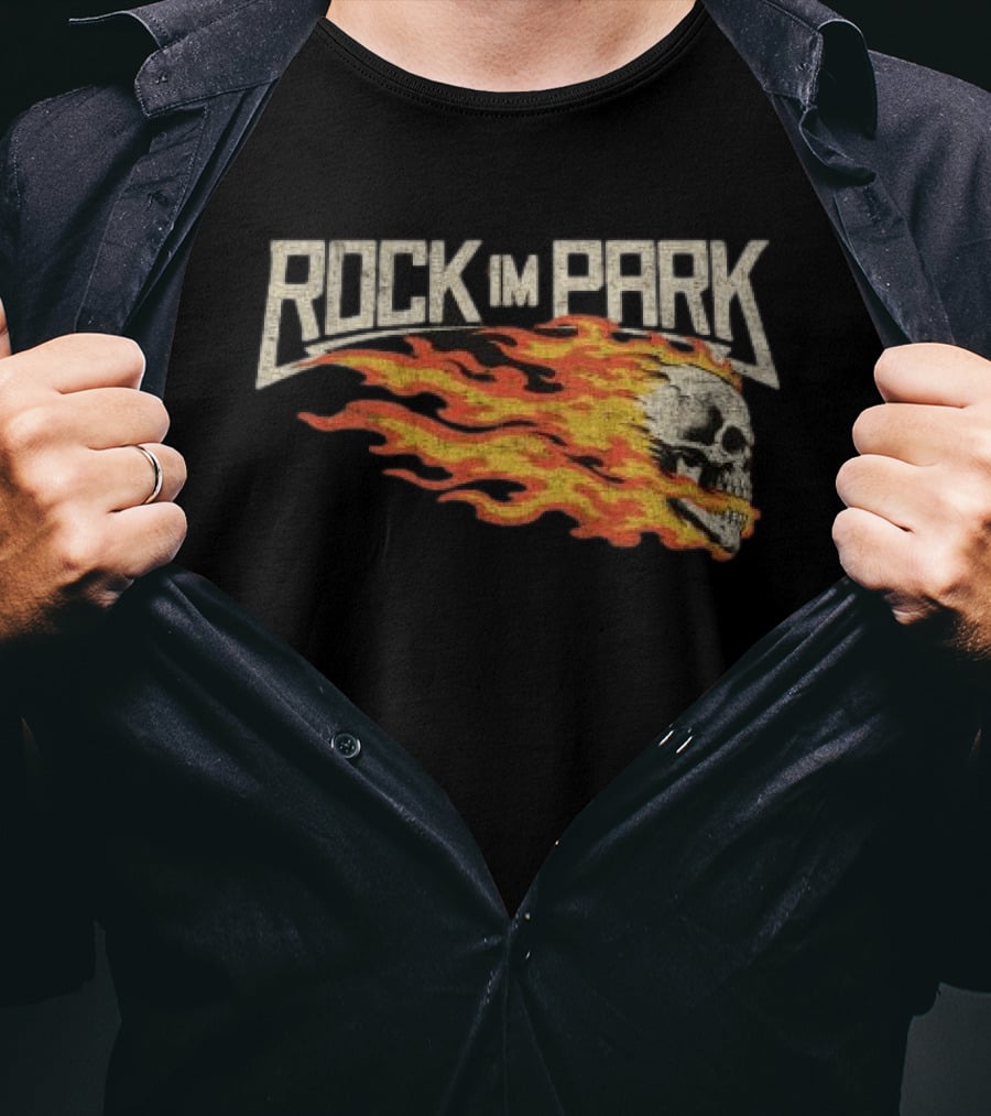 Rock Im Park Fire Skull Black Flame T-Shirt