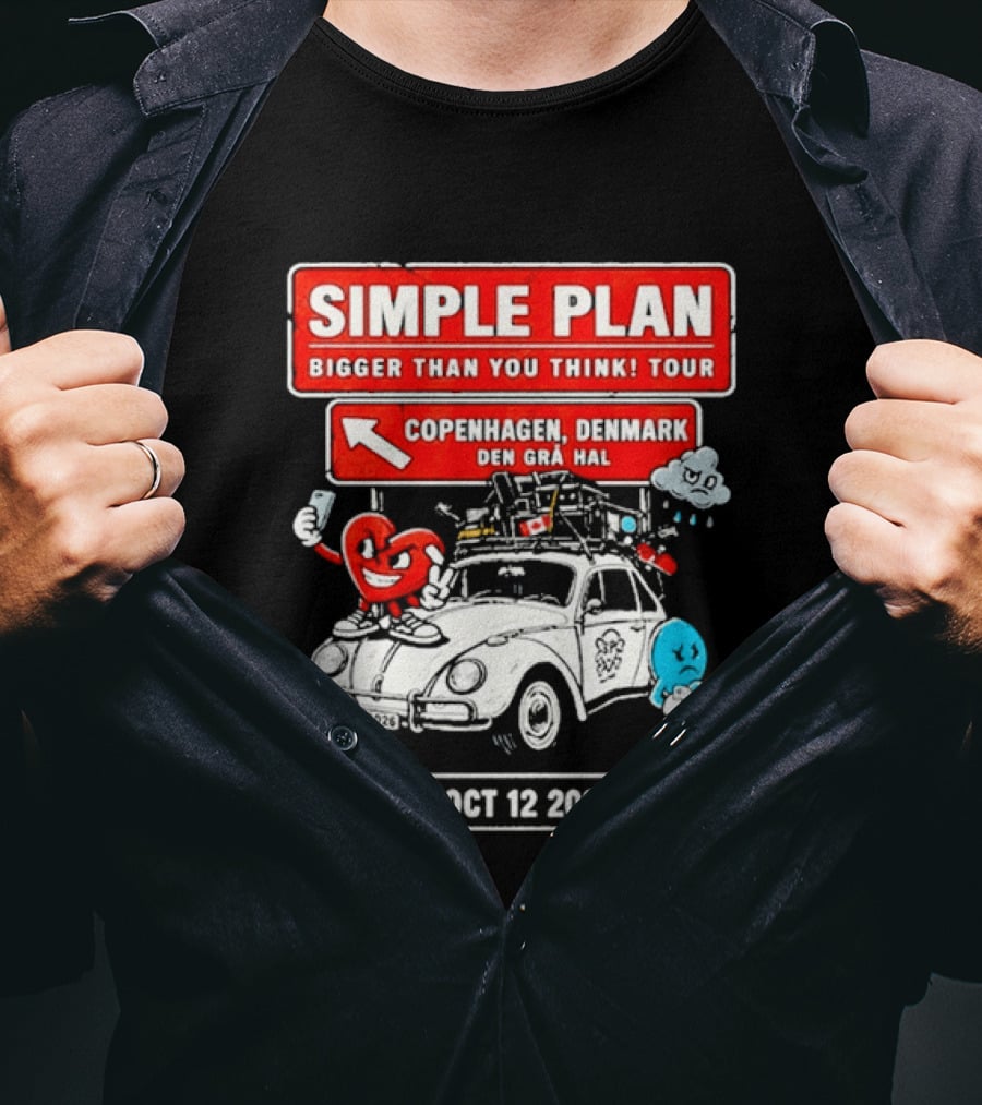 Simple Plan Bigger Than You Think Tour Copenhagen Denmark Oct 12 2026 T-Shirt