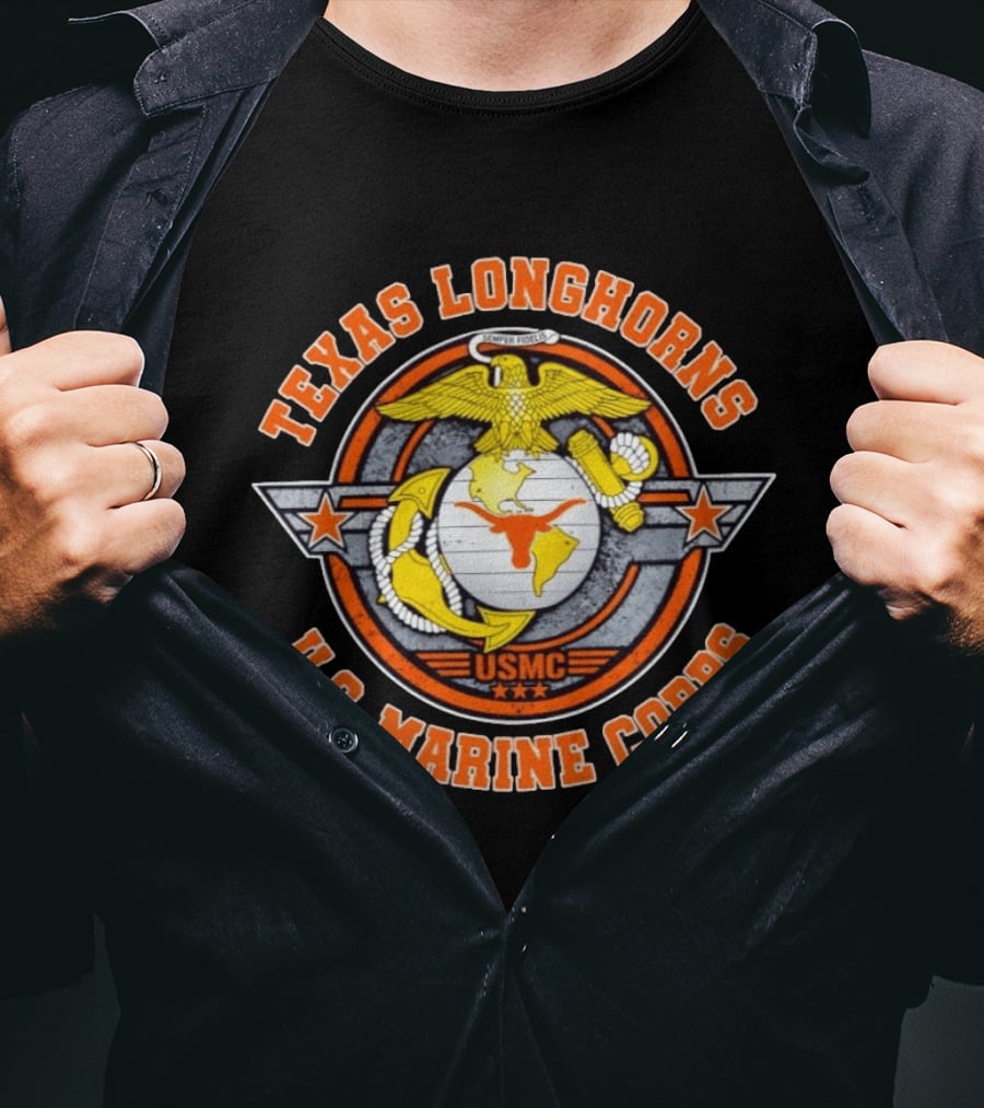 Texas Longhorns US Marine Corps Semper Fidelis USMC T-Shirt