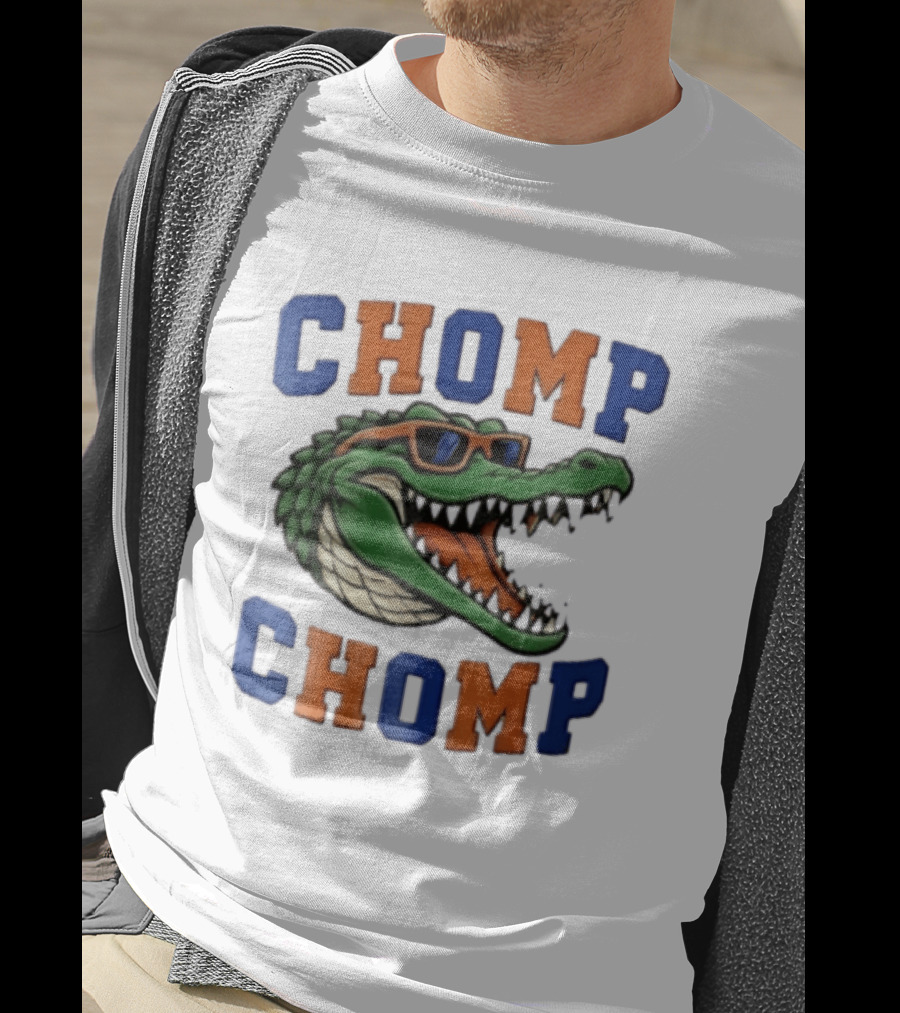 Florida Gators Chomp Chomp Alligator Wearing Sunglasses Cartoon T-Shirt