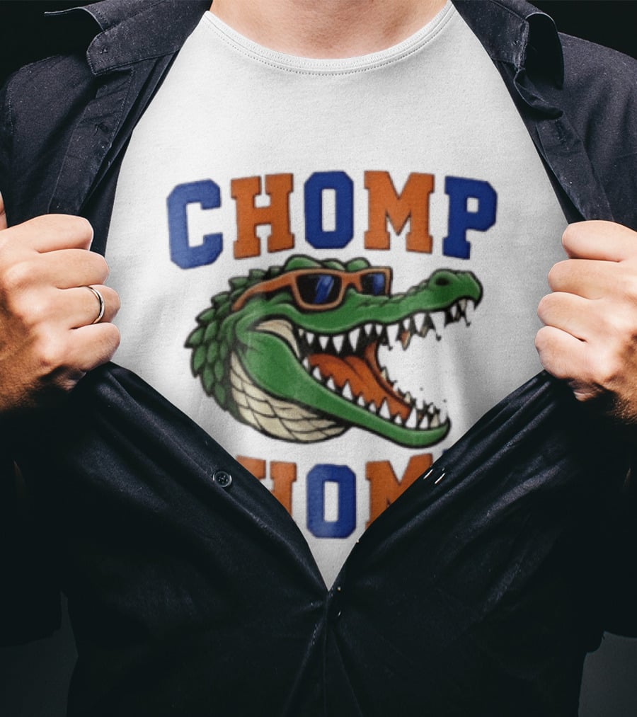 Florida Gators Chomp Chomp Alligator Wearing Sunglasses Cartoon T-Shirt