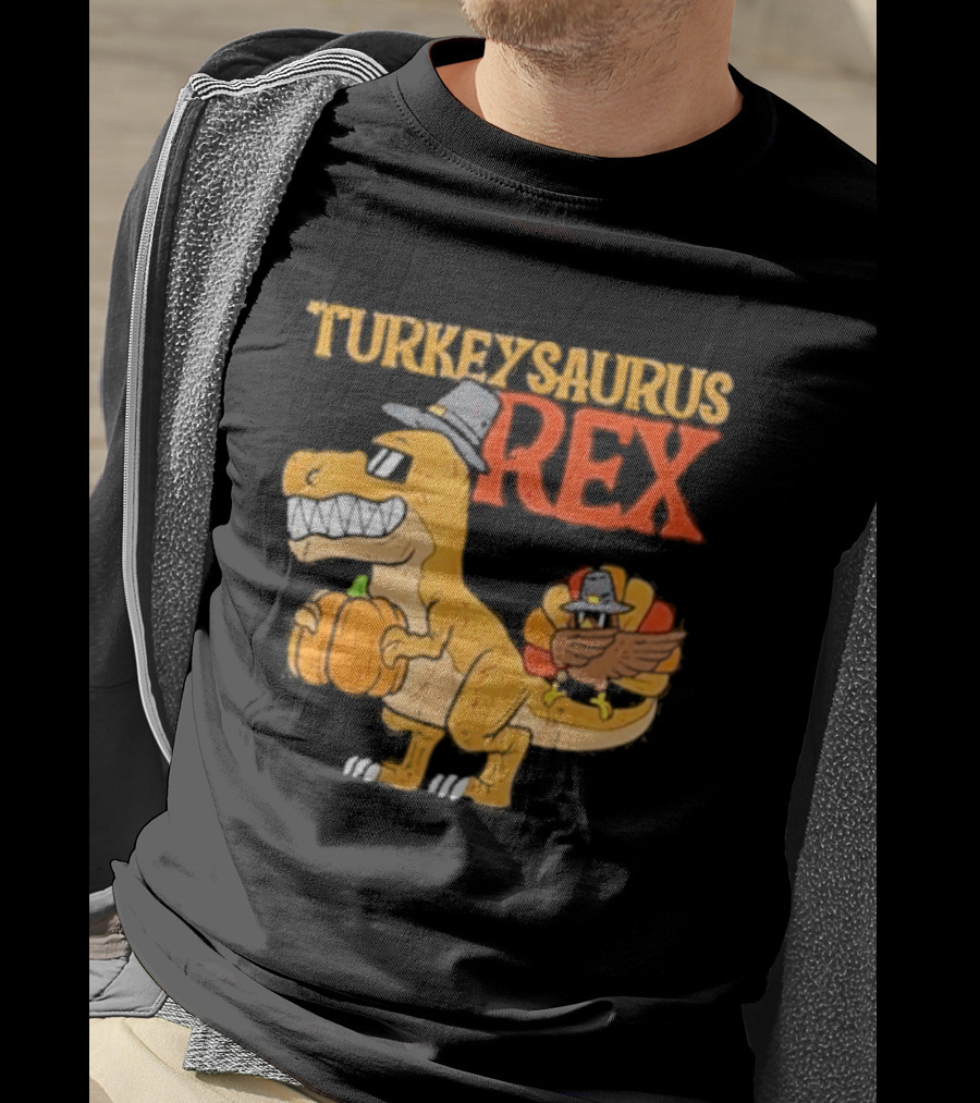 Turkeysaurus Rex Toddler Boys Thanksgiving Dab Turkey Dino 2024 T-Shirt
