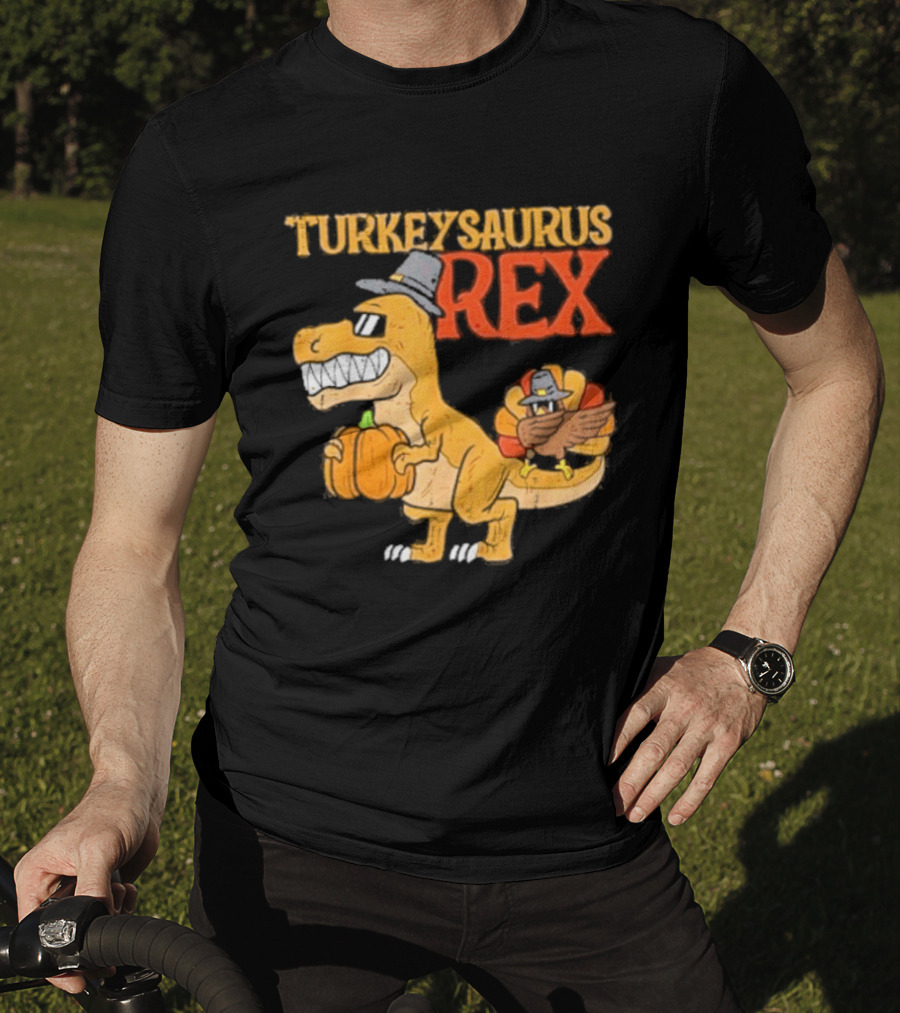 Turkeysaurus Rex Toddler Boys Thanksgiving Dab Turkey Dino 2024 T-Shirt
