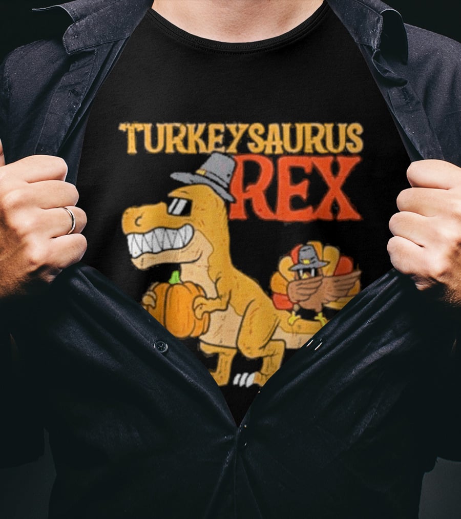 Turkeysaurus Rex Toddler Boys Thanksgiving Dab Turkey Dino 2024 T-Shirt