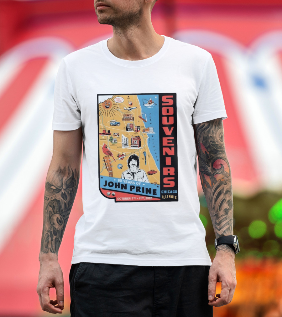Souvenirs John Prine 80 Years October 7 11 2026 Chicago Illinois T-Shirt