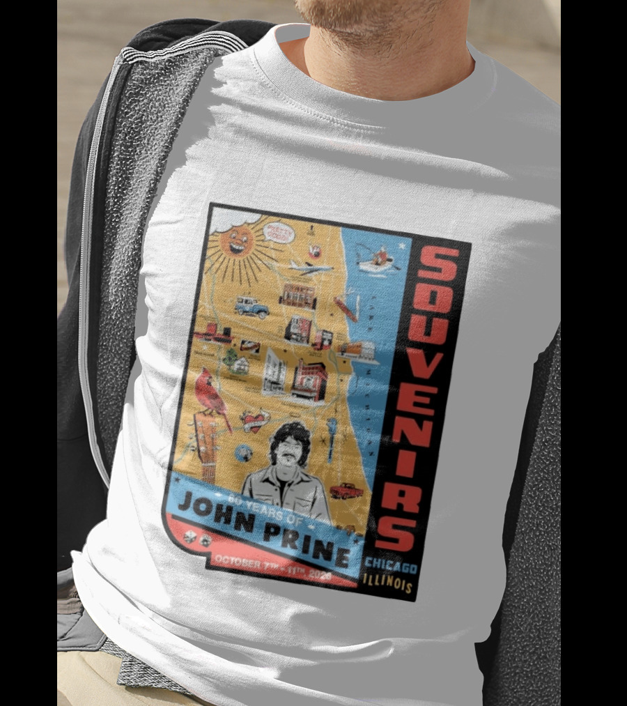 Souvenirs John Prine 80 Years October 7 11 2026 Chicago Illinois T-Shirt