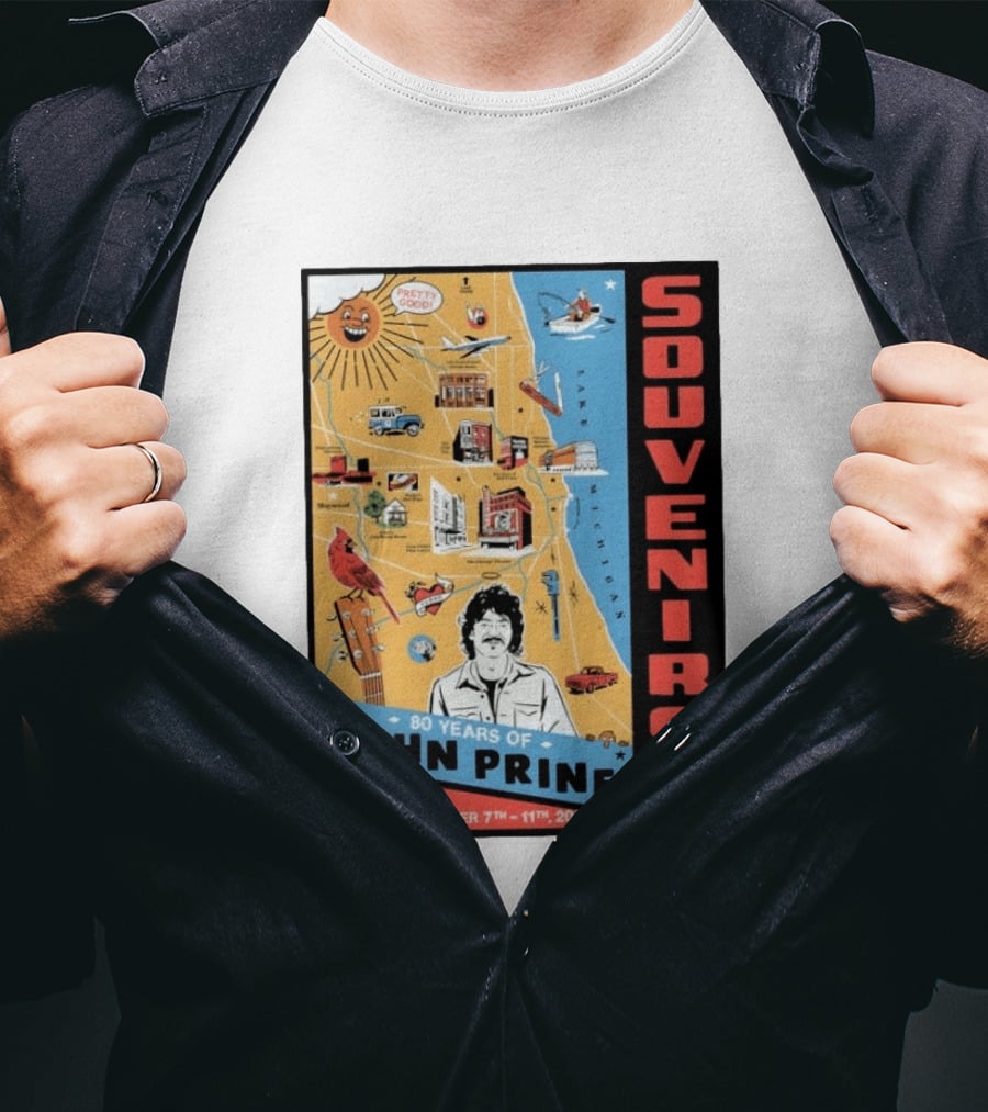 Souvenirs John Prine 80 Years October 7 11 2026 Chicago Illinois T-Shirt
