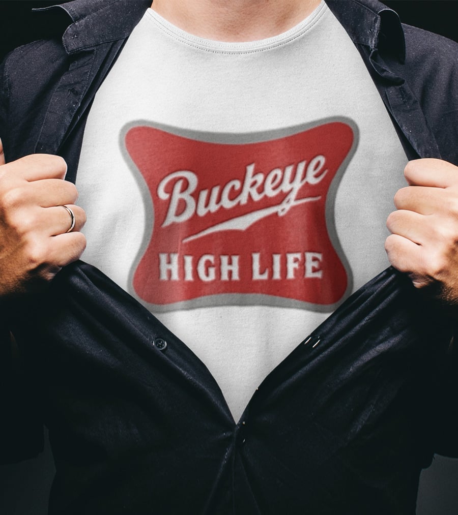 Buckeye High Life Red White Ohio State University T-Shirt