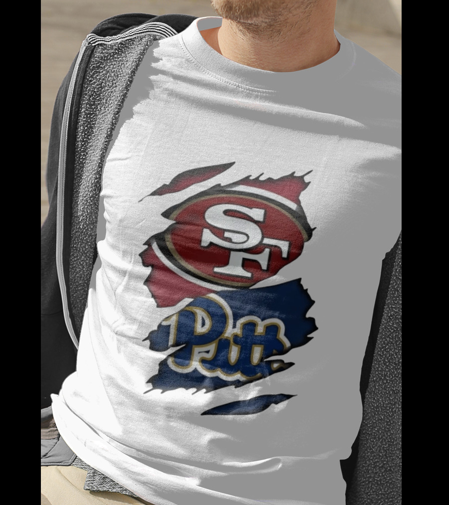 San Francisco 49ers SF Pittsburgh Panthers Pitt Distressed T-Shirt