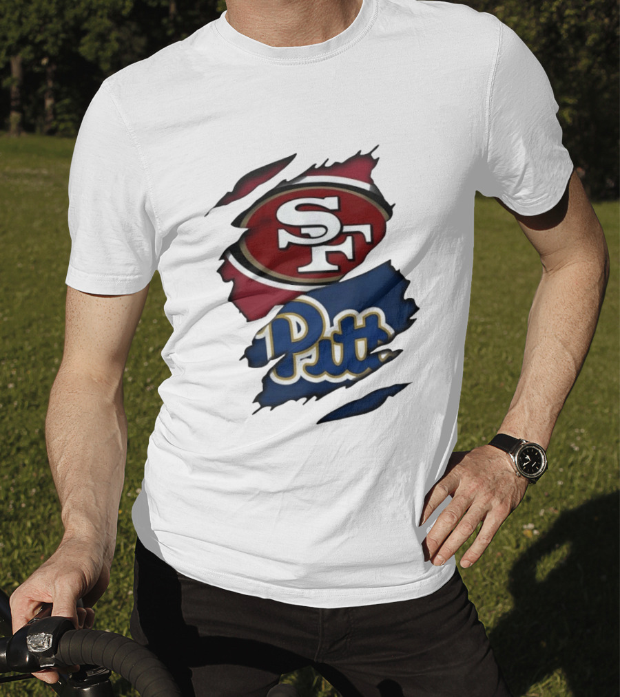 San Francisco 49ers SF Pittsburgh Panthers Pitt Distressed T-Shirt