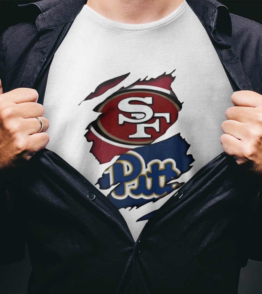 San Francisco 49ers SF Pittsburgh Panthers Pitt Distressed T-Shirt