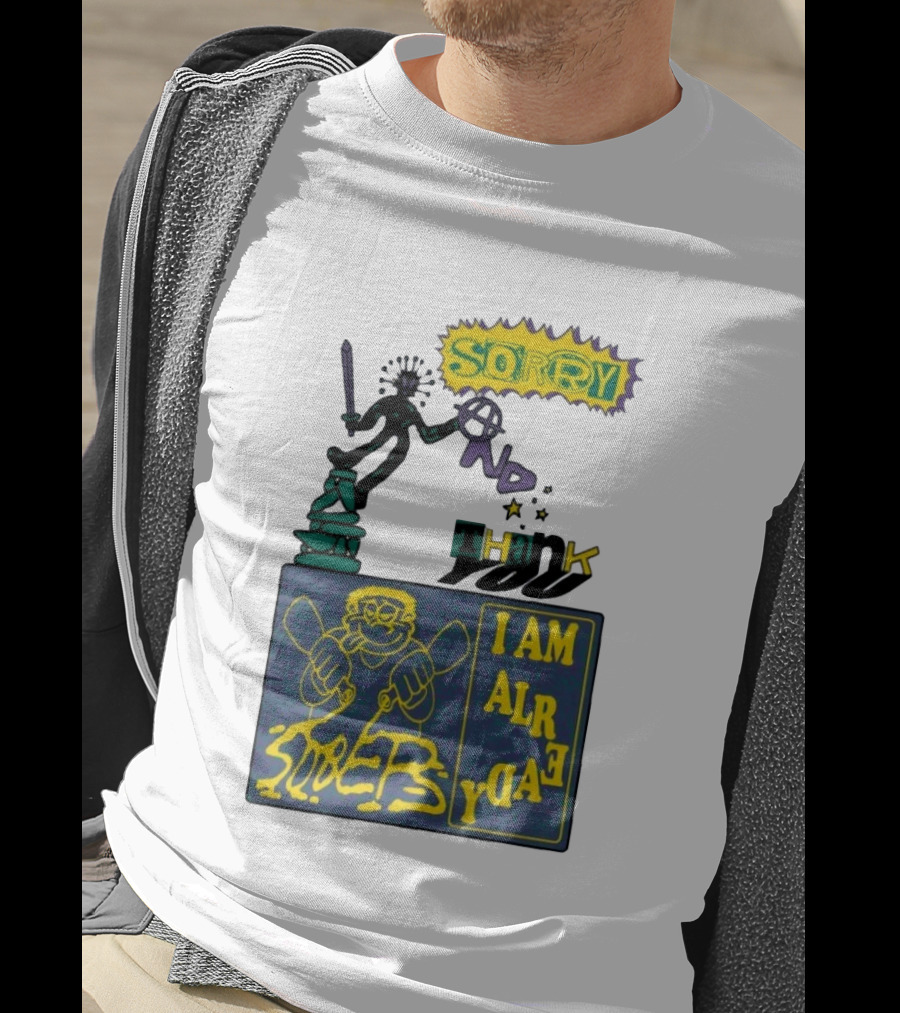 Sorry No Thank You I Am Already Sober Street Collage T-Shirt