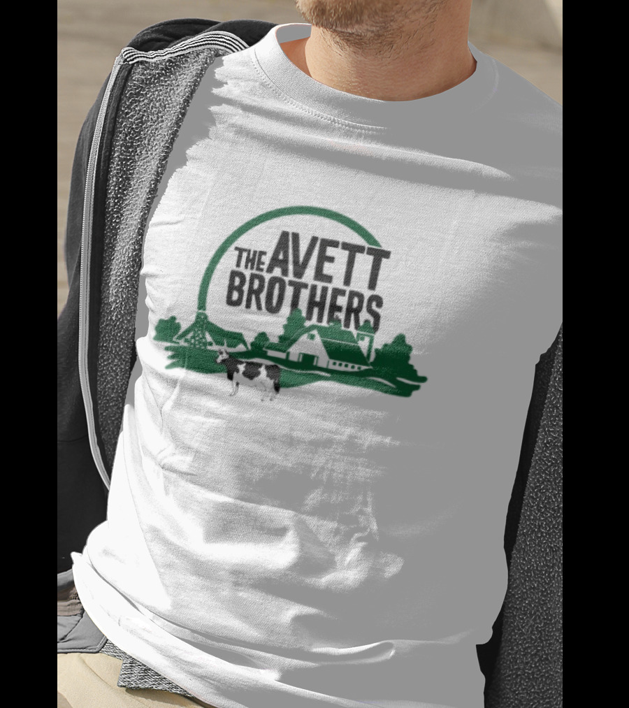 The Avett Brothers Hand Drawn Farm Cow Scene T-Shirt