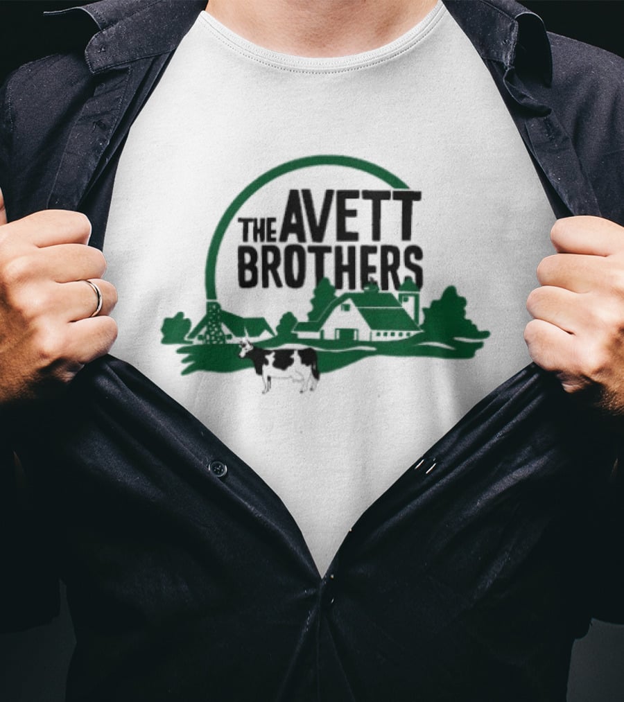 The Avett Brothers Hand Drawn Farm Cow Scene T-Shirt