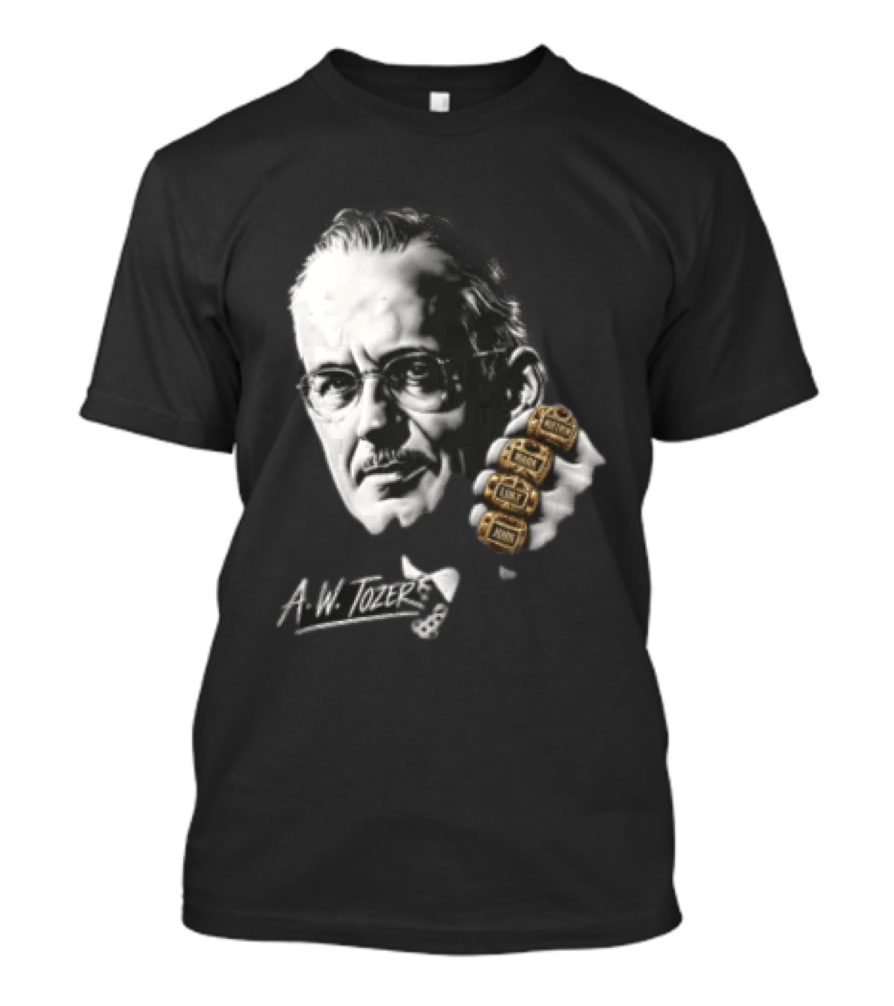 A W Tozer Glasses Three Championship Rings T-Shirt