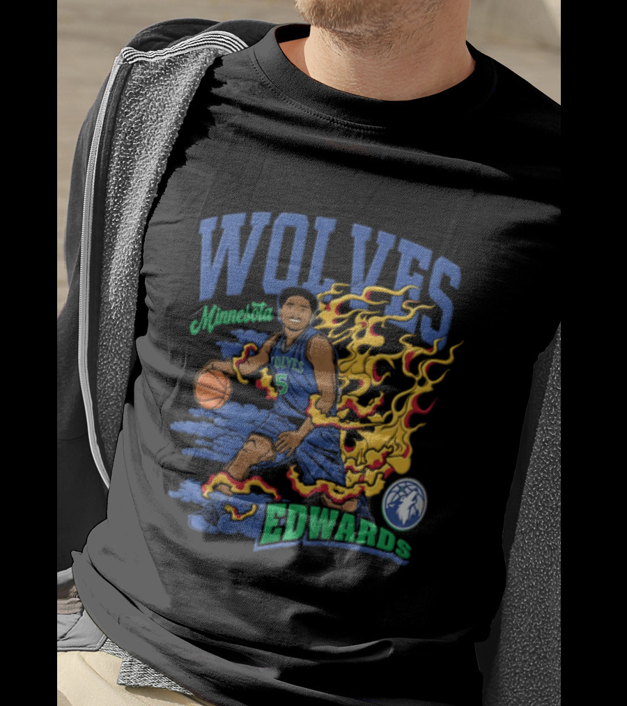 Minnesota Wolves Edwards Basketball Flame T-Shirt
