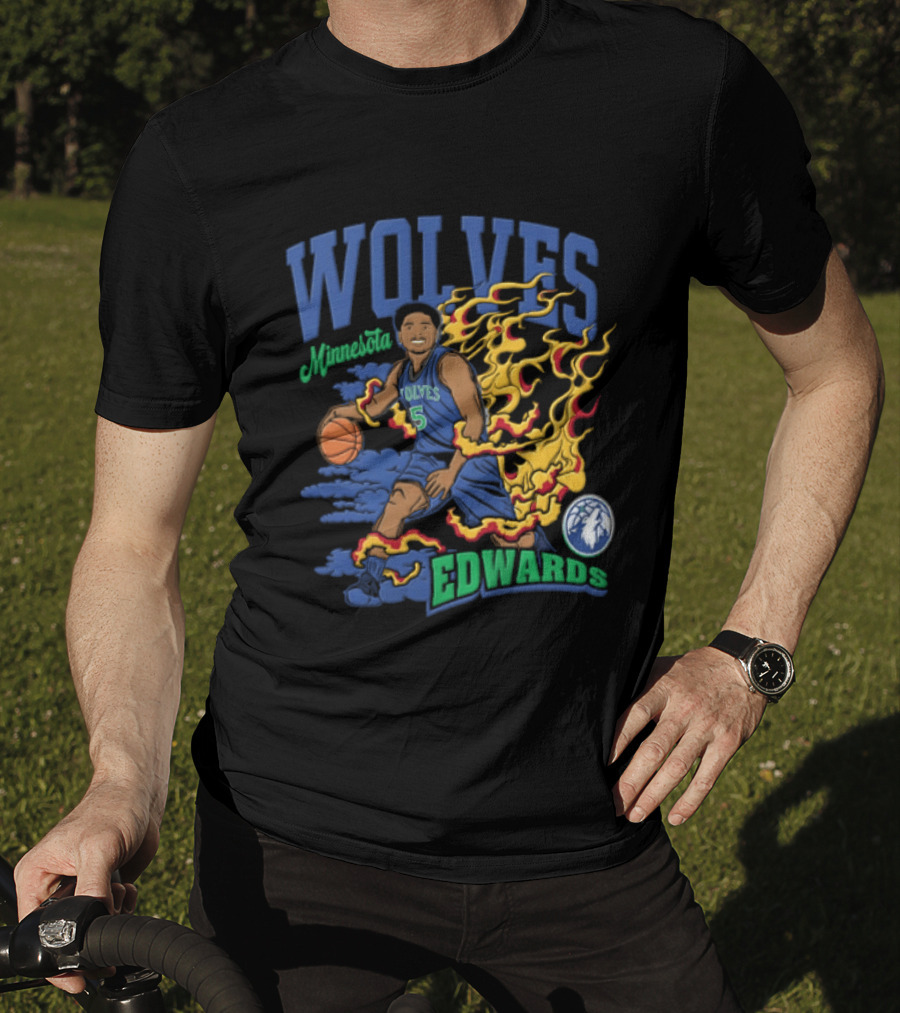 Minnesota Wolves Edwards Basketball Flame T-Shirt