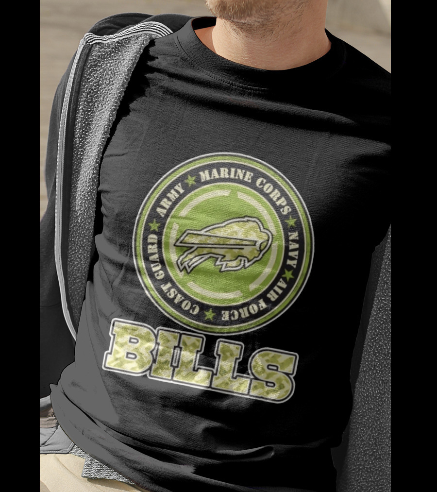 Buffalo Bills Camo Tribute Army Marine Corps Navy Air Force Coast Guard T-Shirt