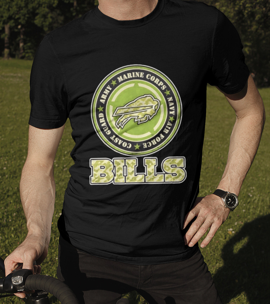 Buffalo Bills Camo Tribute Army Marine Corps Navy Air Force Coast Guard T-Shirt