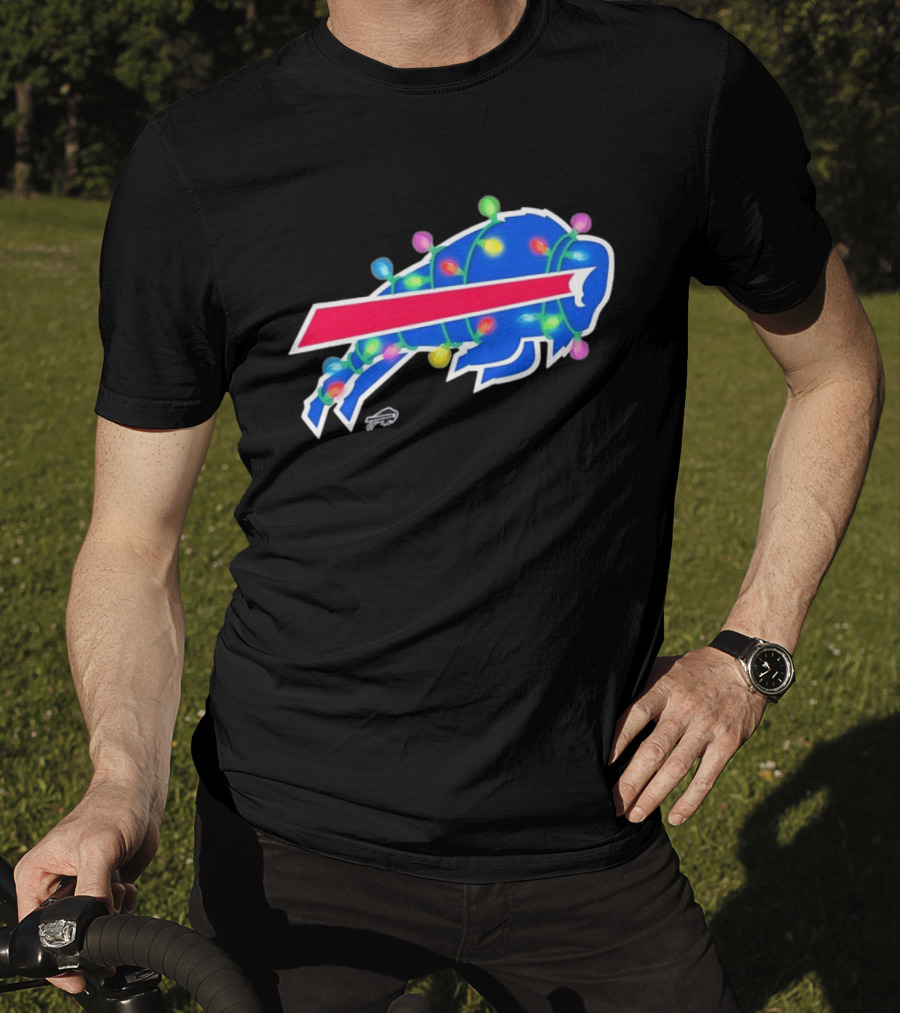 Buffalo Bills Christmas Holiday Lights Football Team Festive Celebration T-Shirt