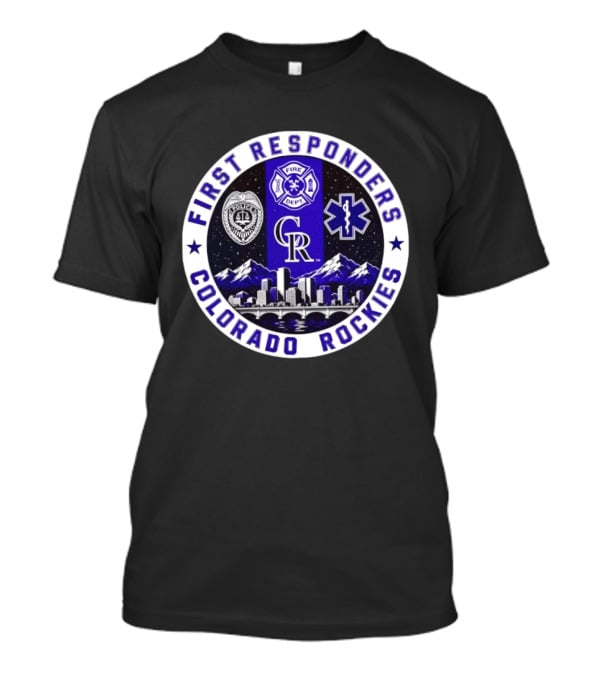 Colorado Rockies First Responders Police Fire Dept City Skyline T-Shirt