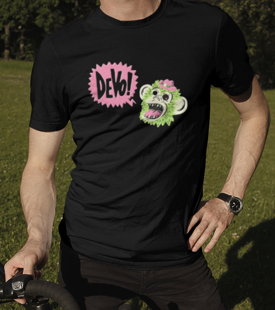 Devo Green Monkey Pink Hat T-Shirt