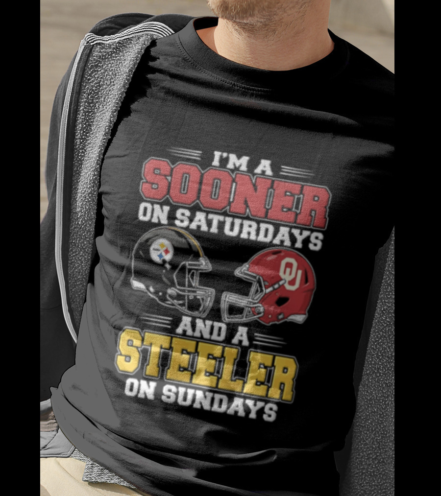 I'm A Sooner On Saturdays And A Steeler On Sundays OU And Pittsburgh Football Fan T-Shirt