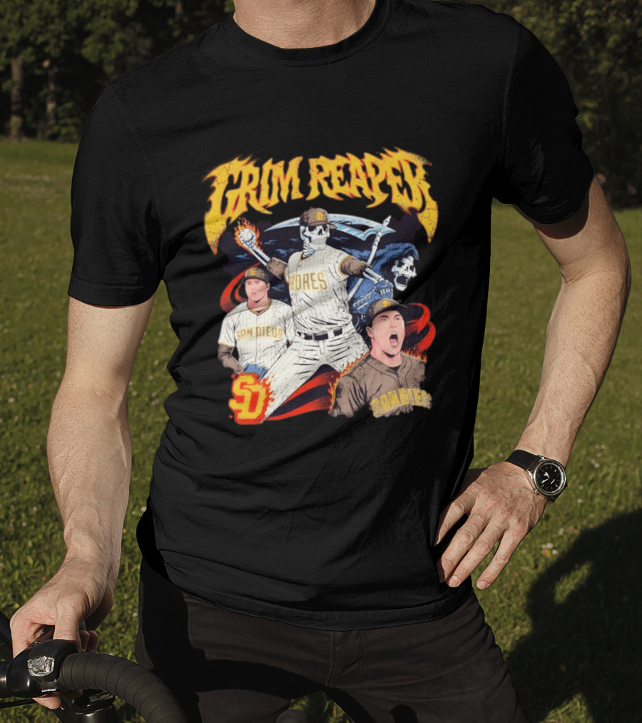 Grim Reaper Padres San Diego Baseball SD T-Shirt