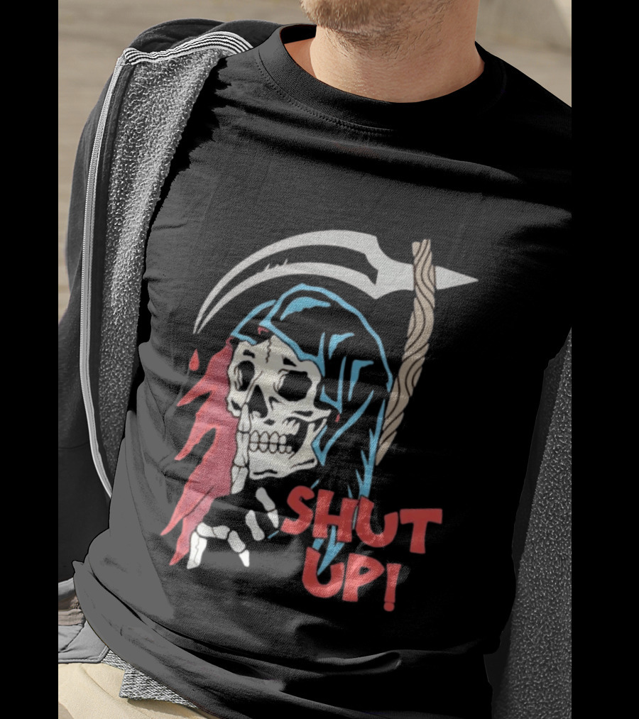 Grim Reaper Skull Shut Up Death Scythe Gothic T-Shirt
