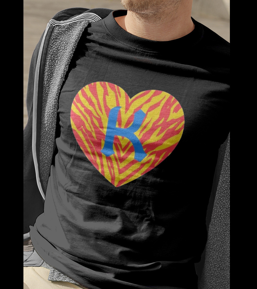 Kansas City Royals Heart Tiger Stripes MLB Baseball T-Shirt