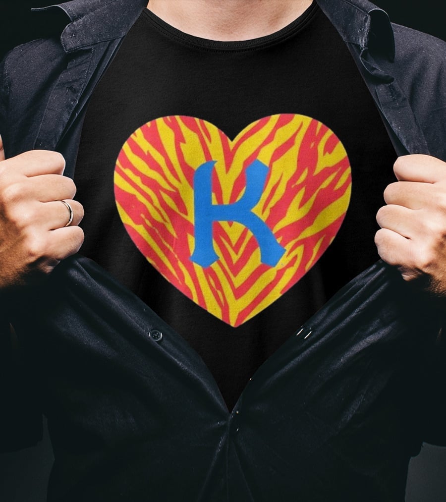 Kansas City Royals Heart Tiger Stripes MLB Baseball T-Shirt