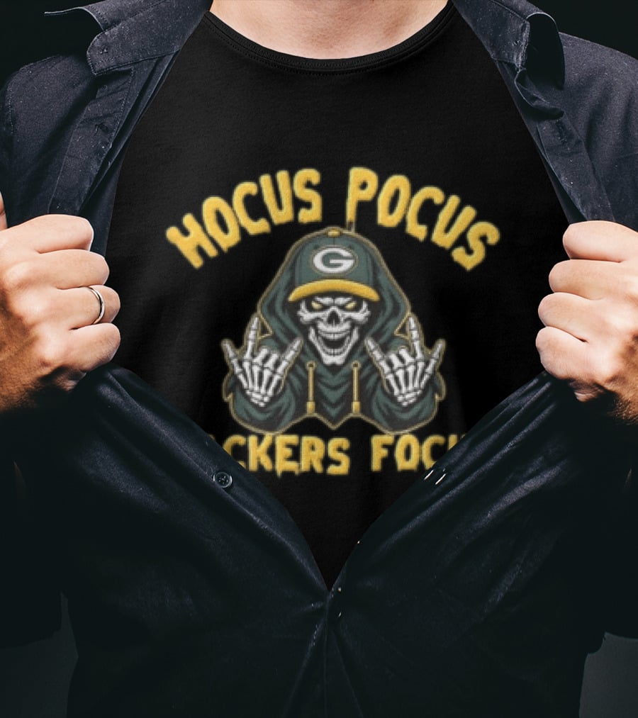 Hocus Pocus Packers Focus Skull Green Bay Packers Fan Gear T-Shirt