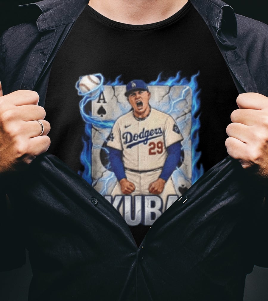 Los Angeles Dodgers Skubal Ace Card Blue Flames Baseball Player 29 T-Shirt