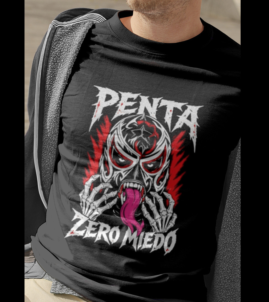 Penta El Zero Miedo Mask Long Tongue Wrestling T-Shirt