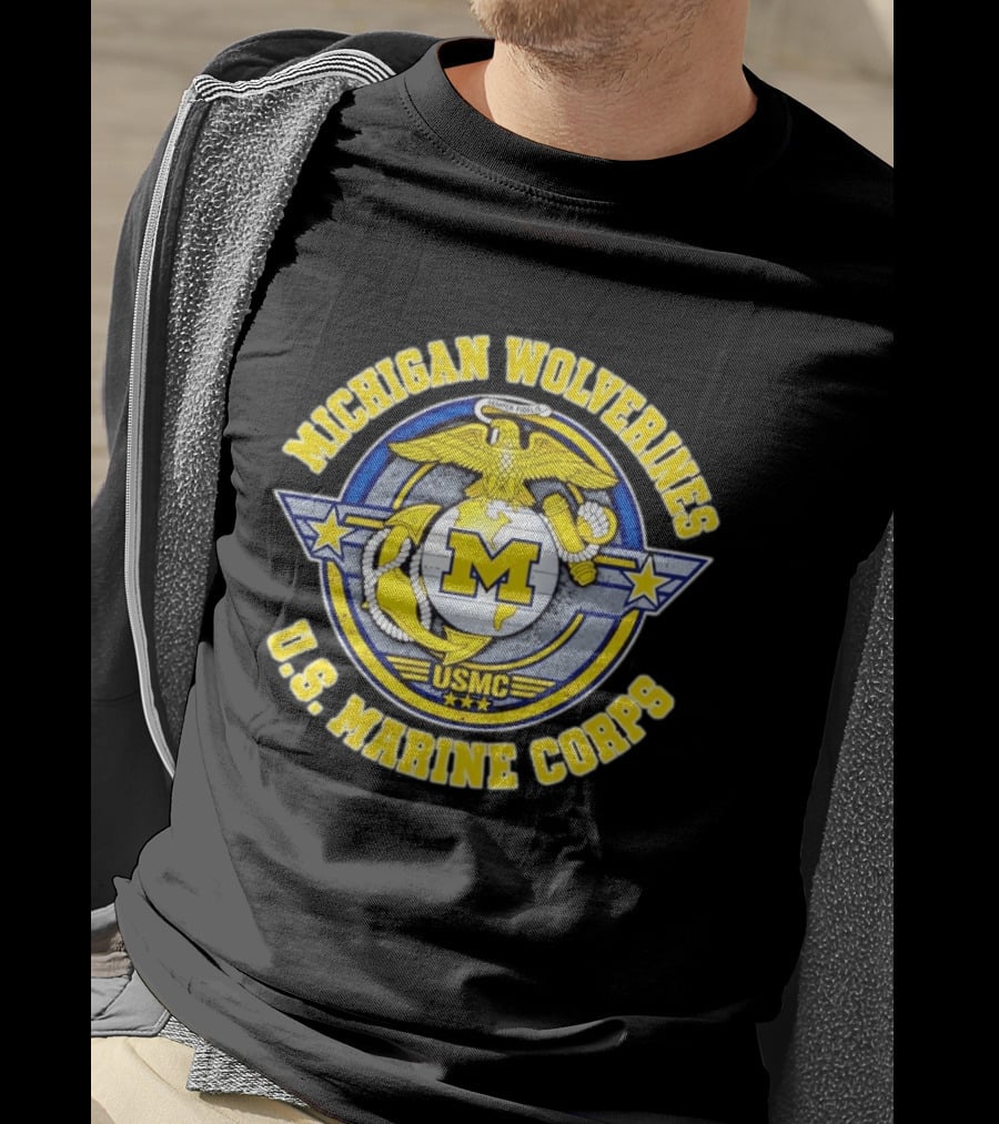 Michigan Wolverines US Marine Corps USMC Semper Fidelis T-Shirt