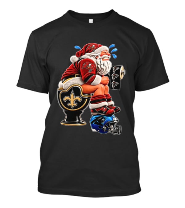 Santa Claus NFL Teams Buccaneers Falcons Saints Panthers Humorous Clash T-Shirt