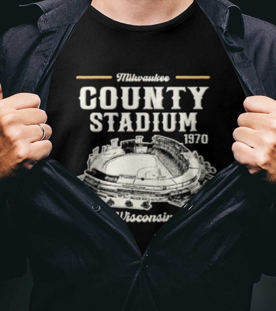 Milwaukee County Stadium 1970 Wisconsin Baseball Stadium T-Shirt