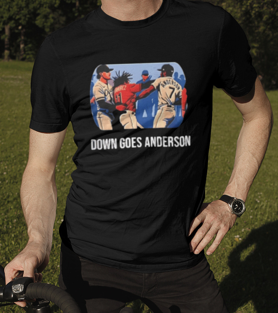 MLB Jose Ramirez Vs Tim Anderson Down Goes Anderson Baseball Fight T-Shirt