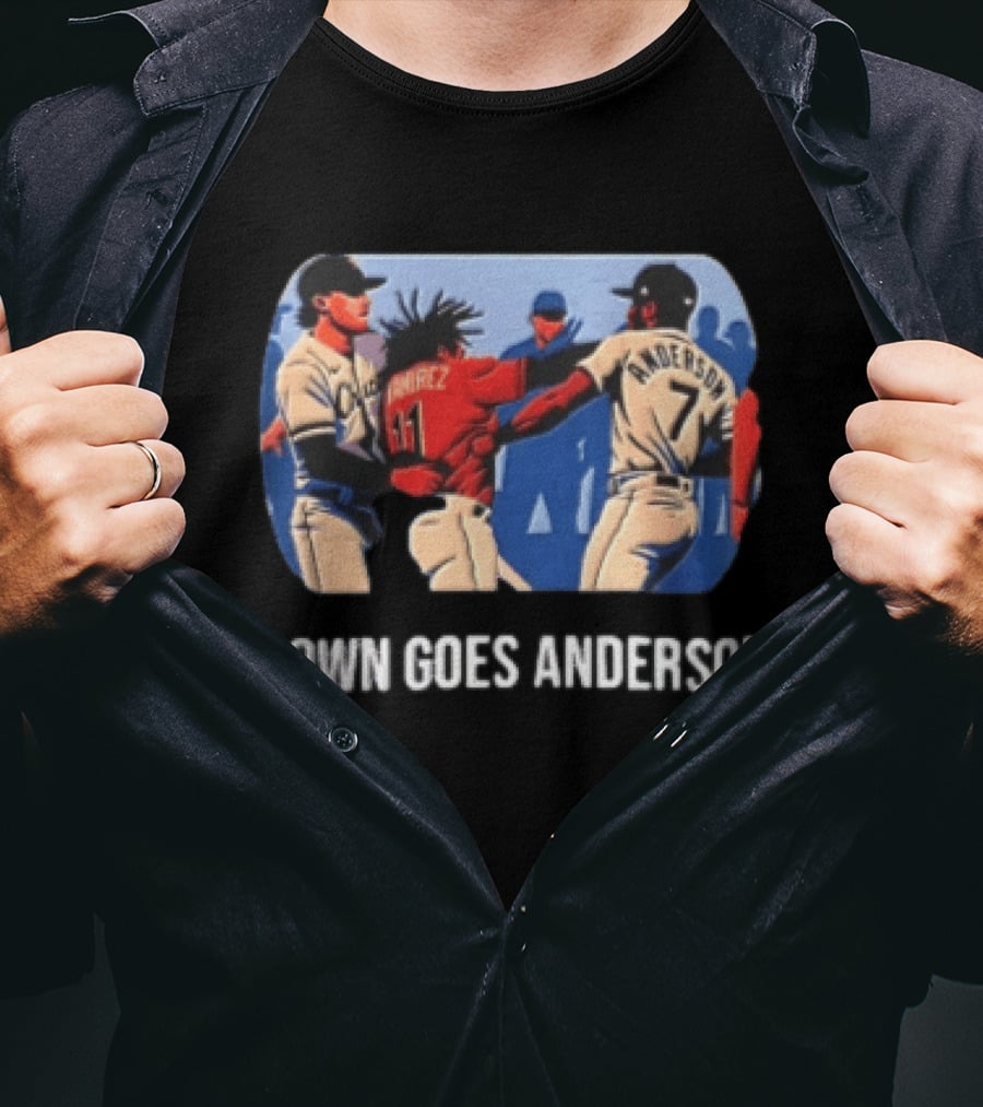 MLB Jose Ramirez Vs Tim Anderson Down Goes Anderson Baseball Fight T-Shirt